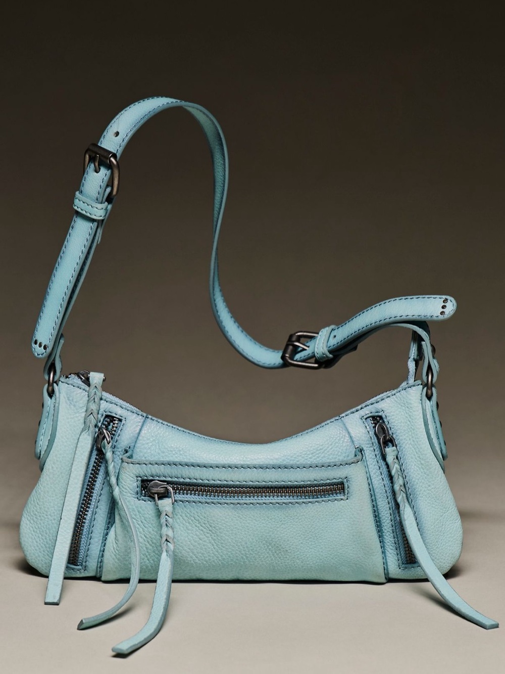Free People Emerson Shoulder Bag We The Free Purse Washed Sail Blue NEW NWT
